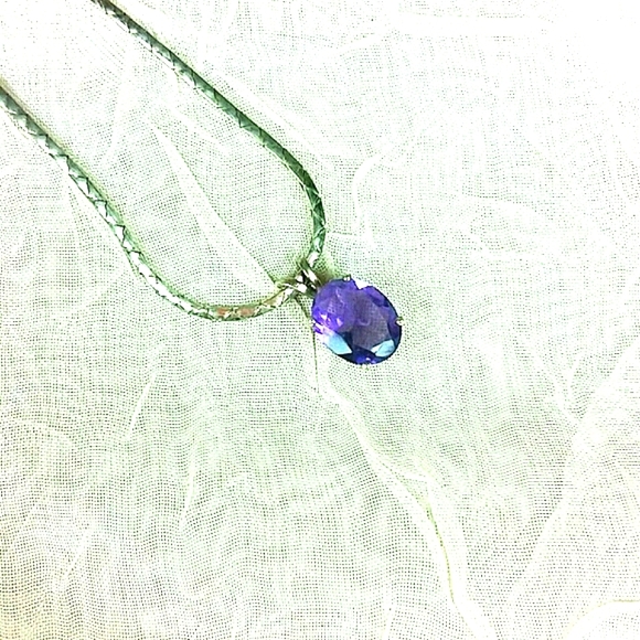 Necklace 18" Sterling silver Cobra Chain Amethyst Pendant - Picture 1 of 2